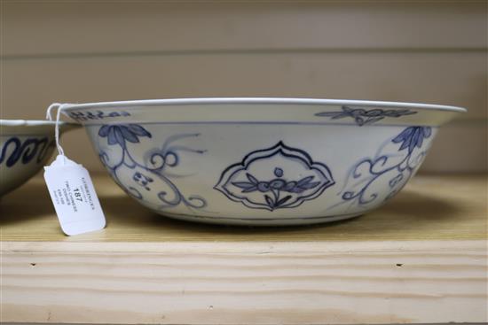 Two Chinese Ming-style blue and white dishes